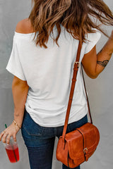 Sequin Lucky Clover Boat Neck T-Shirt 