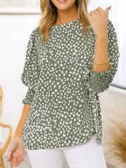 Animal Print Half Sleeve Blouse 