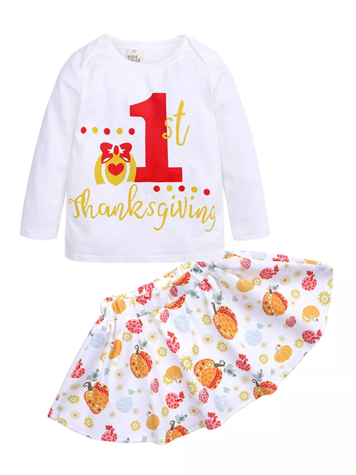 Children's First Thanksgiving Top and Skirt Outfit Set 
