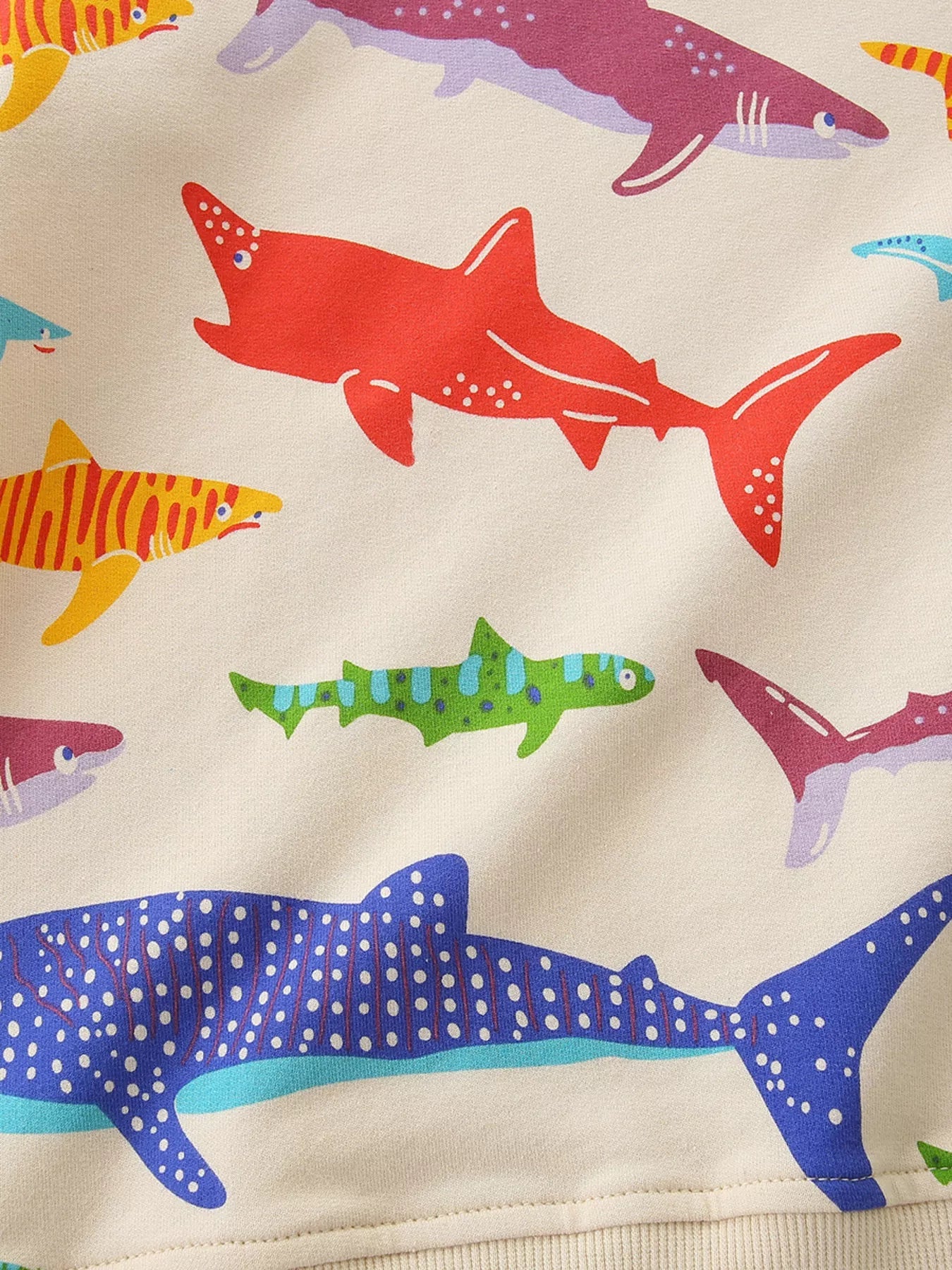 Children's Colorful Shark Print Crewneck Sweatshirt 