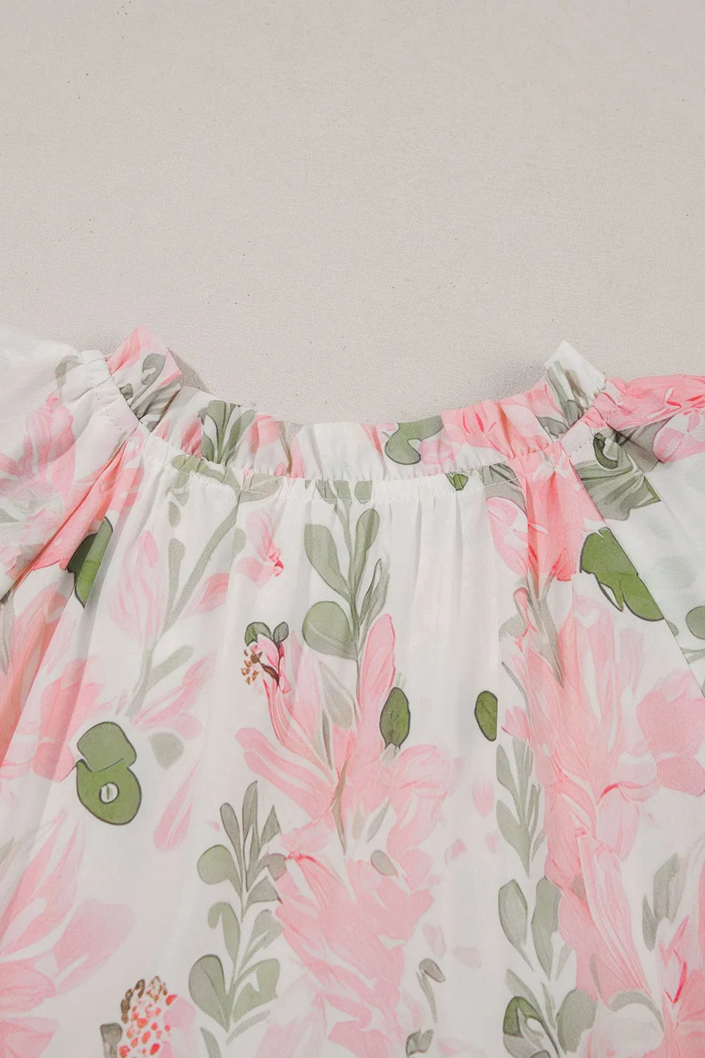 Floral Contrast Edge Layered Short Sleeve Mini Dress 