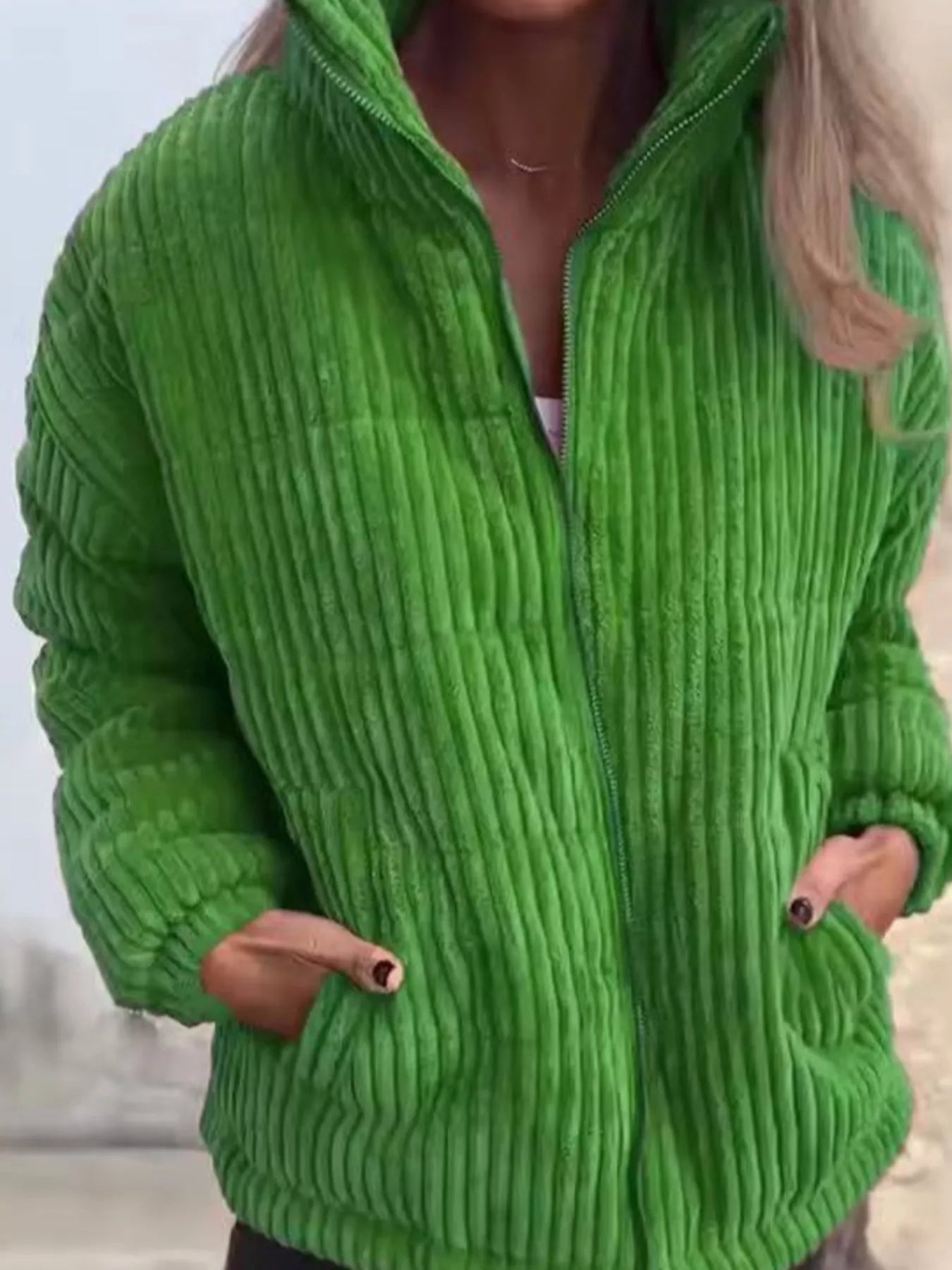 Full Size Zip Up Turtleneck Long Sleeve Winter Coat Plus Size 