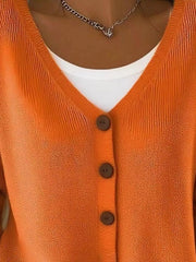 Full Size Button-Front V-Neck Cardigan Plus Size 