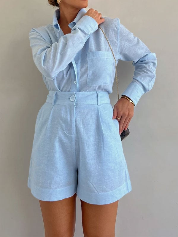 EasyBreeze Linen Blend Blouse & Shorts Set | Relaxed Warm-Weather Outfit 