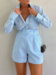 EasyBreeze Linen Blend Blouse & Shorts Set | Relaxed Warm-Weather Outfit 