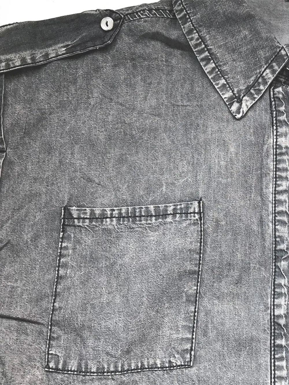 Collared Neck Cap Sleeve Denim Top 