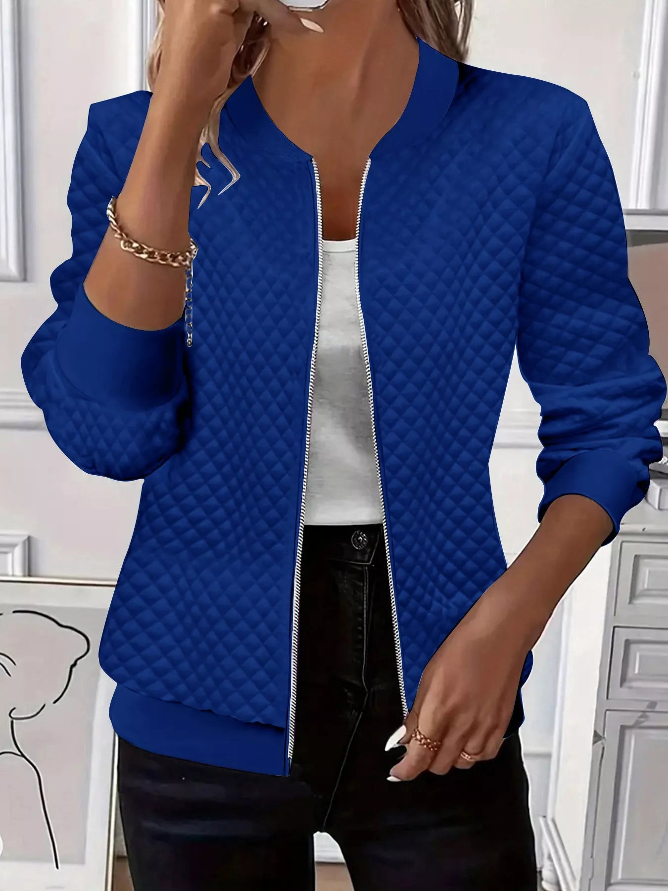 Textured Zip Up Long Sleeve Jacket 