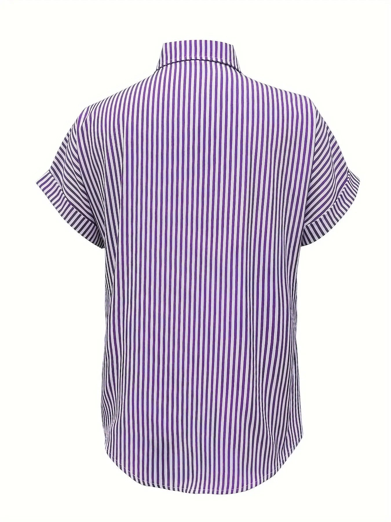Full Size Striped Button-Up Casual Shirt with Pocket Plus Size 