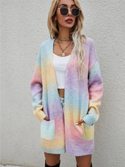 Angel Wings Full Size Pocketed Open Front Gradient Cardigan 