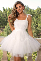 Tie-Shoulder Mesh Dress 