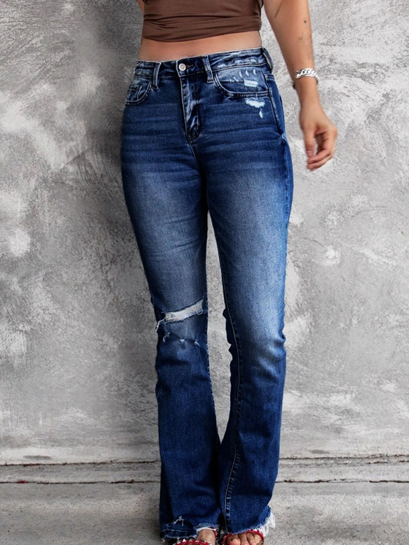 Distressed Flare Jeans 