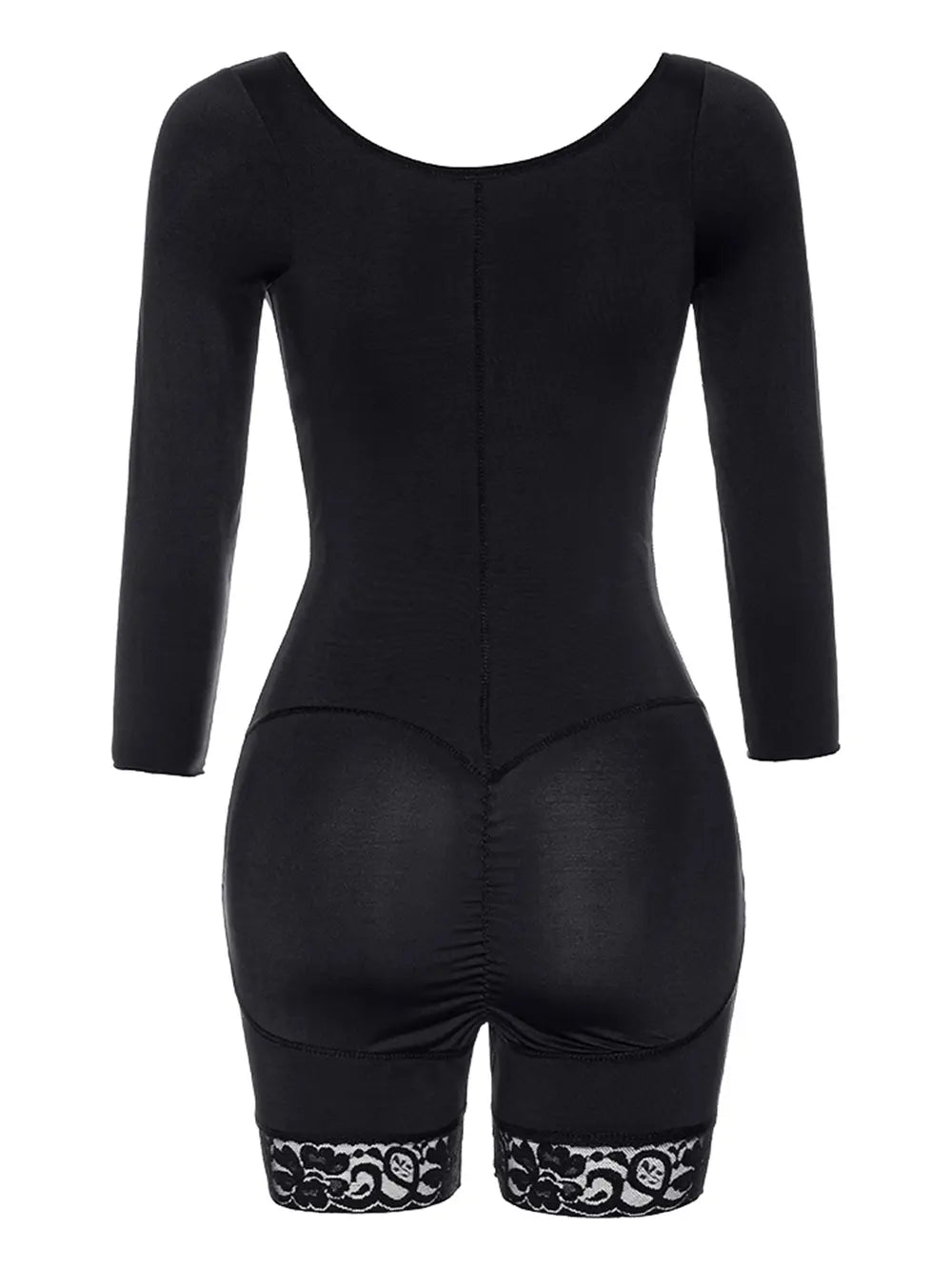 Full Size Zip Up Lace Detail Long Sleeve Shapewear 
