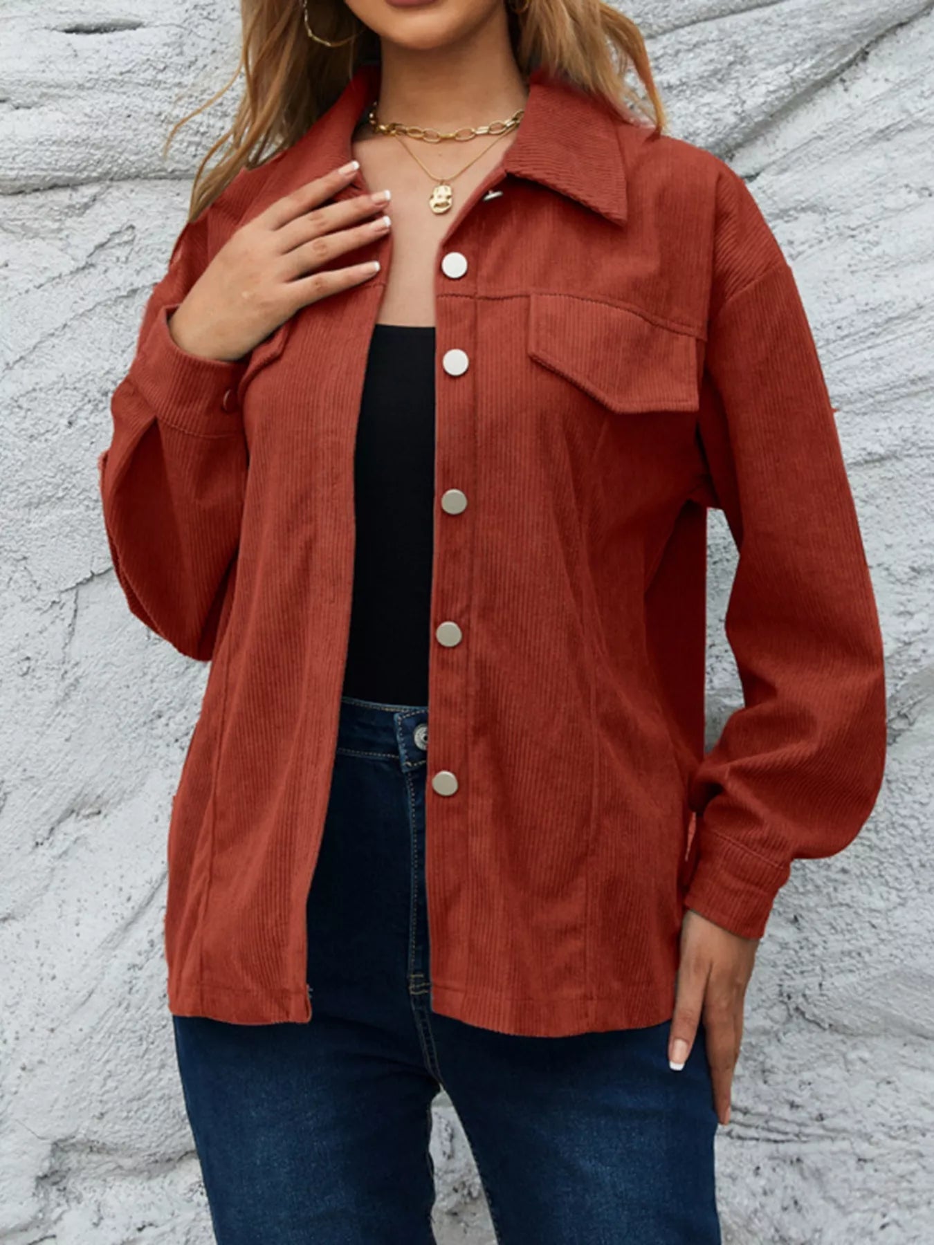 Corduroy Button-Down Shacket 
