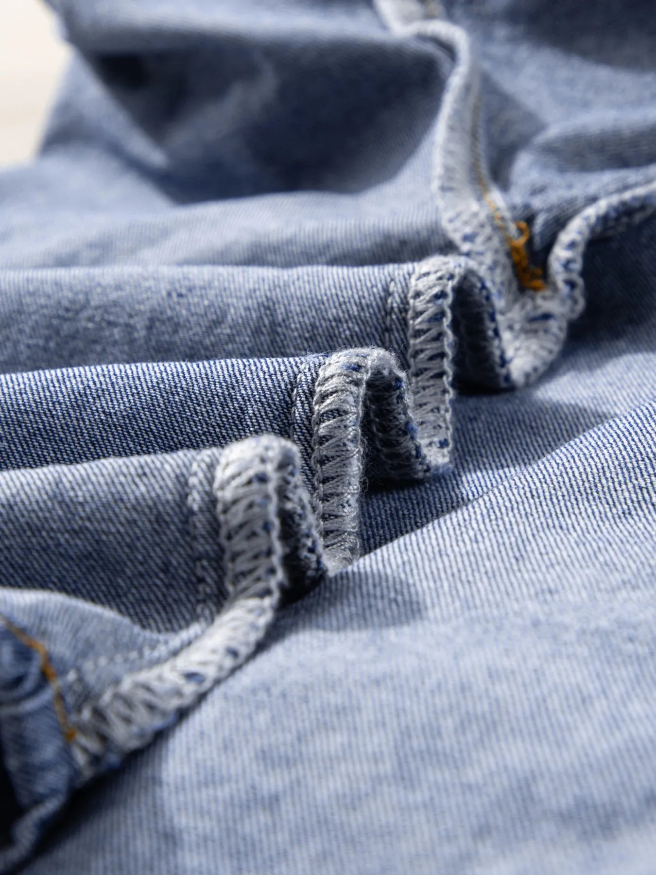 3/4 Sleeve Ruffled Patched Pocket Denim Blouse 