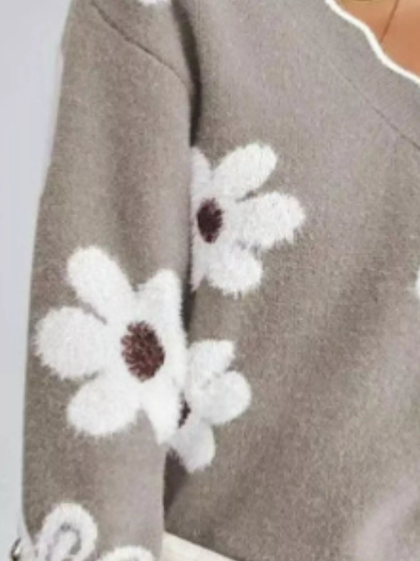Floral V-Neck Long Sleeve Sweater 