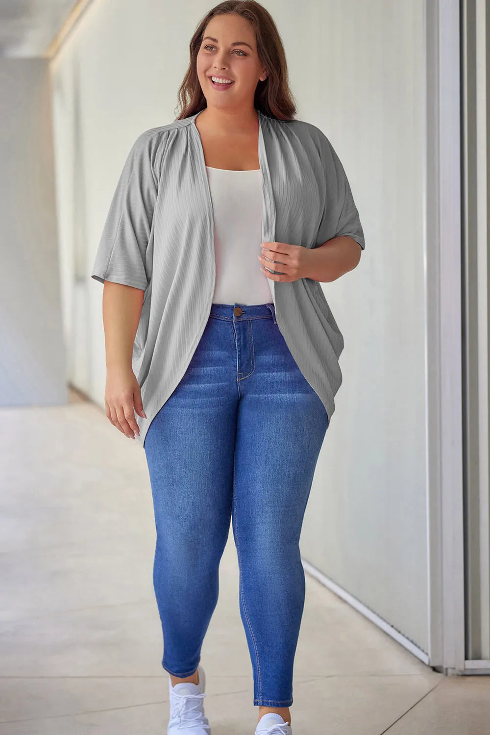 Plus Size Ribbed Cocoon Cover Up 