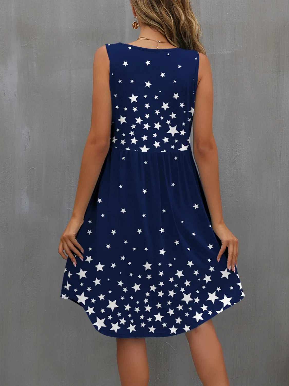 Star Round Neck Wide Strap Tank Dress 