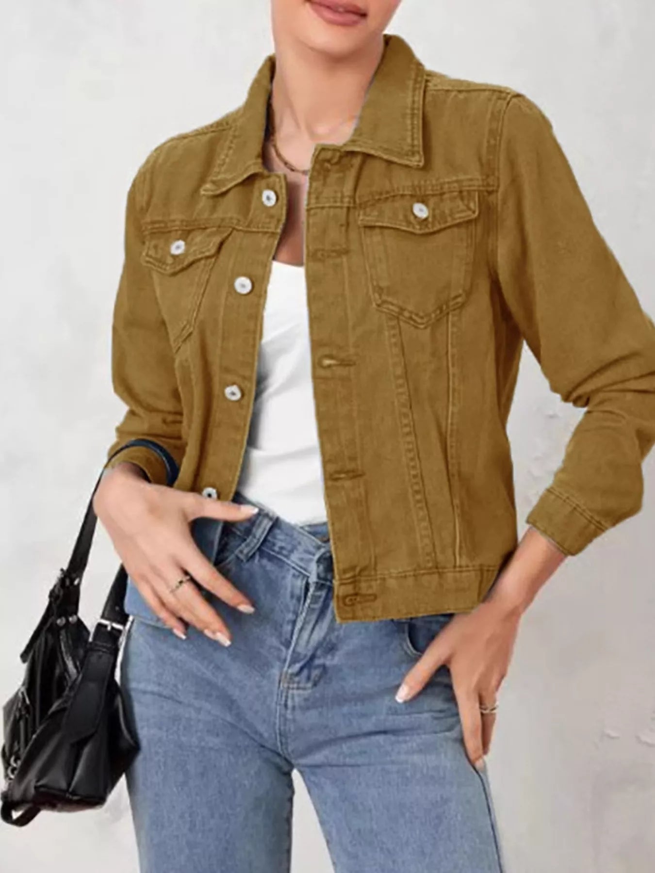 Button Up Long Sleeve Denim Jacket 