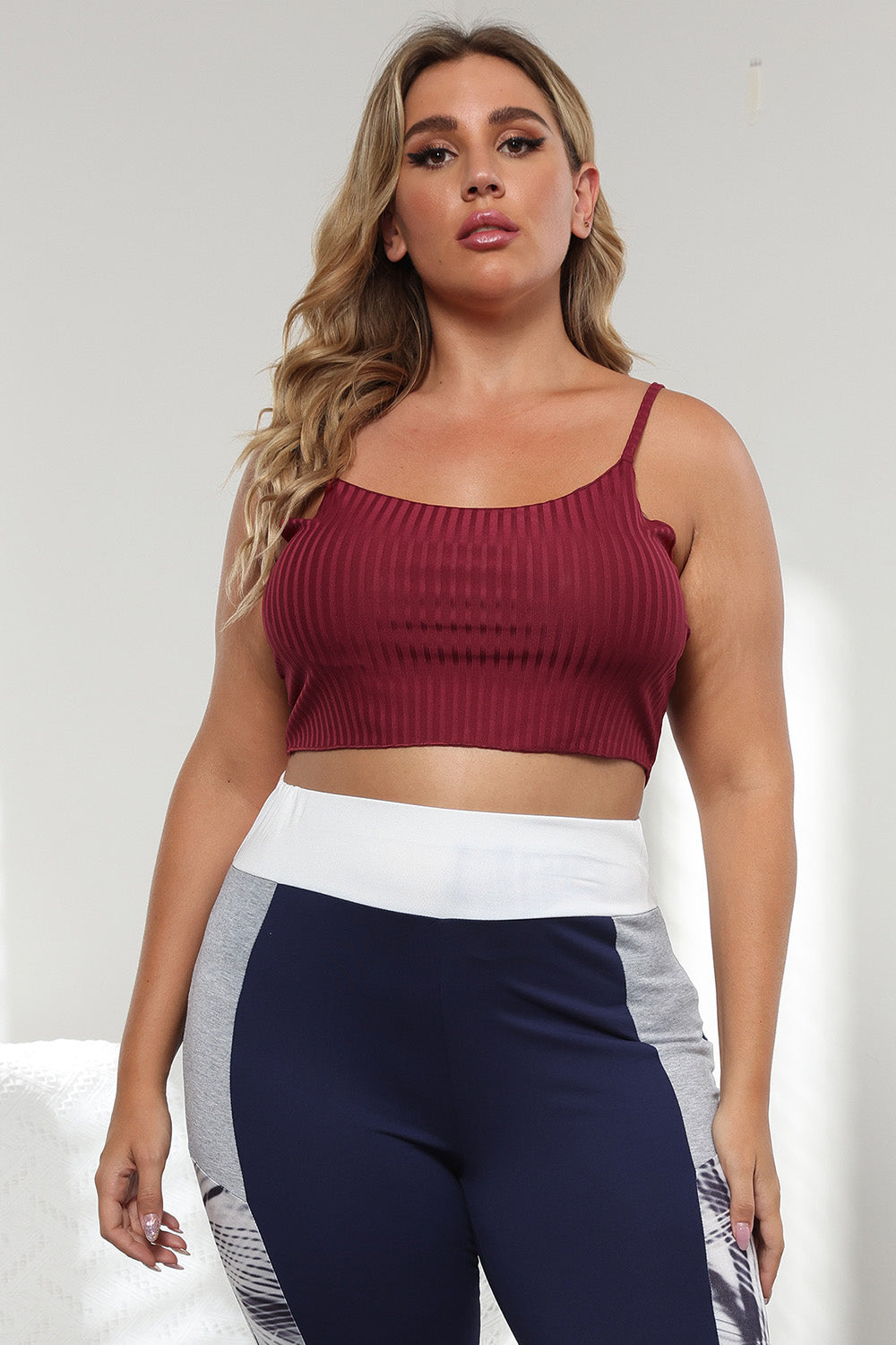 Plus Size Ribbed Spaghetti StrapTop 