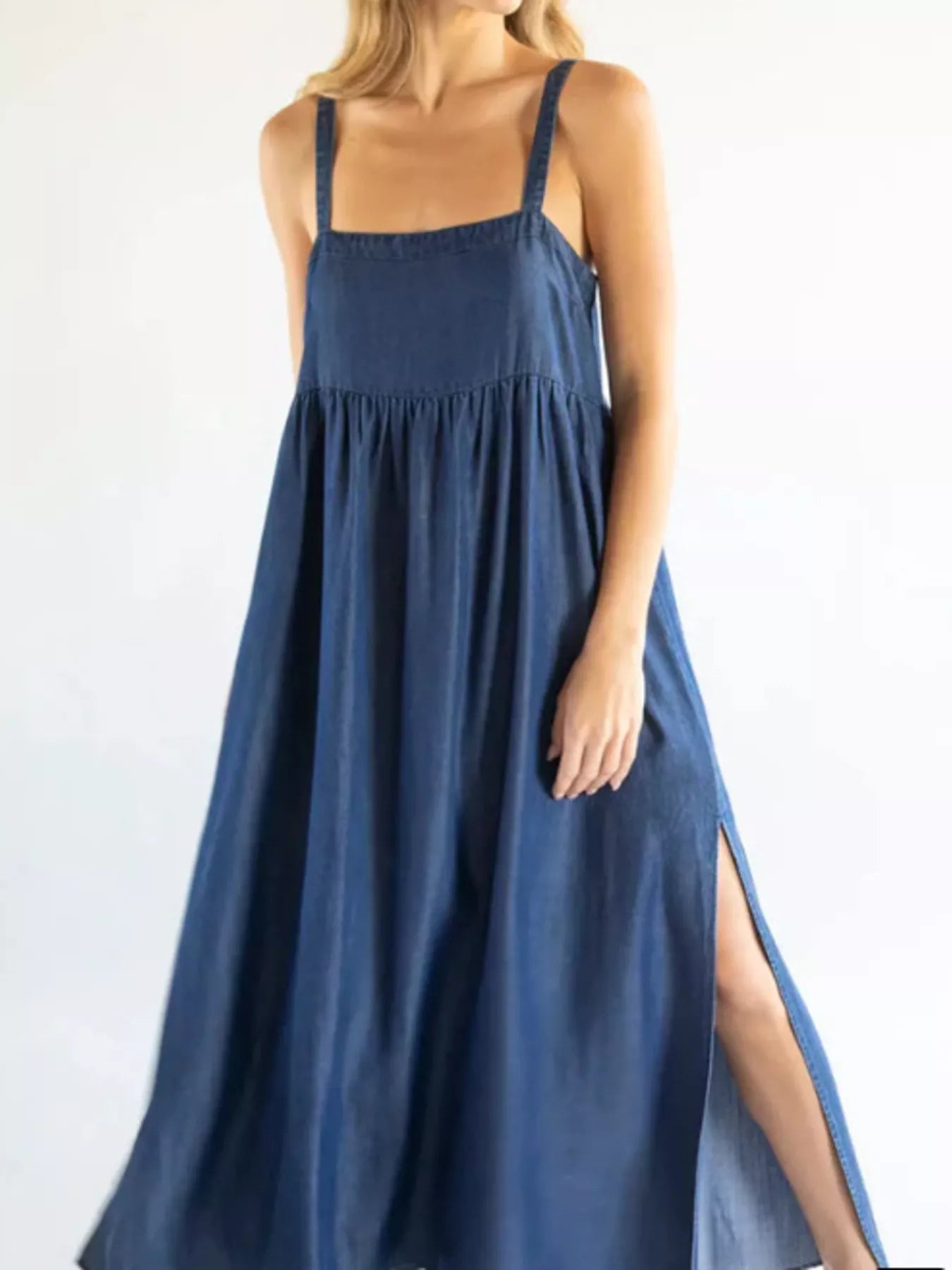 Full Size Square Neck Cami Dress with Side Slit Plus Size 