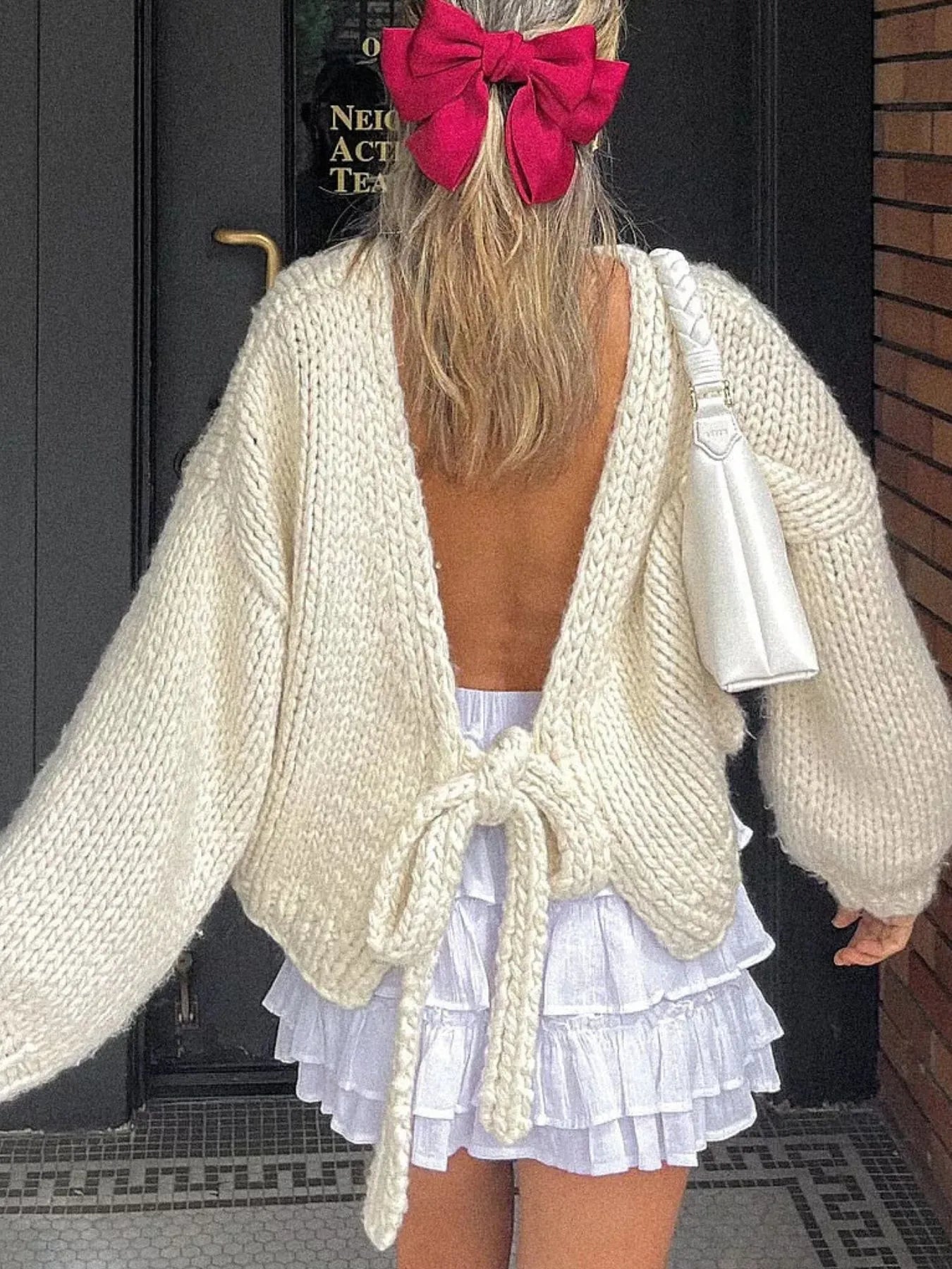 Tied Drop Shoulder Cardigan 