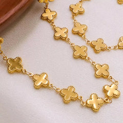 18K Gold-Plated Clover Charm Necklace 