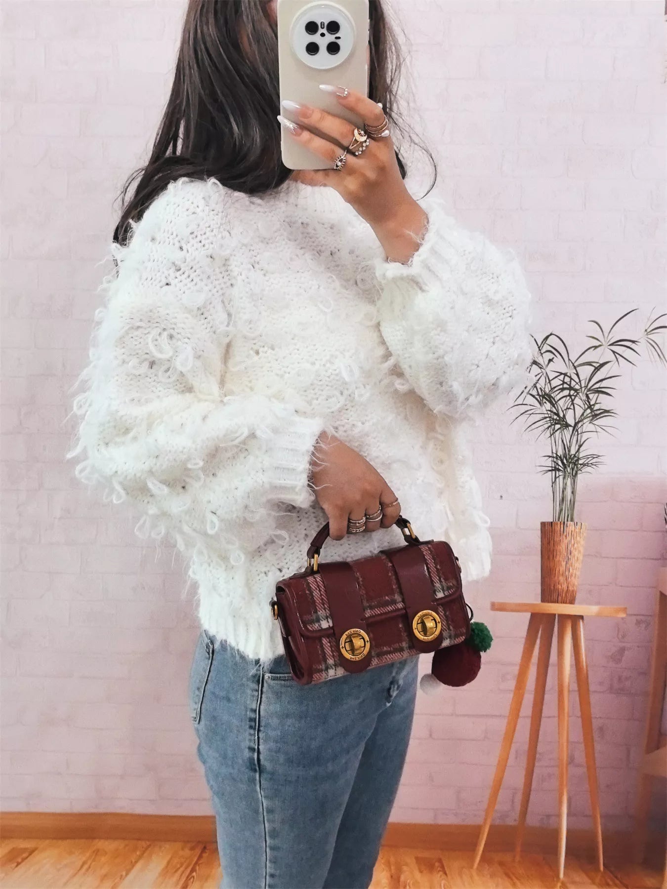 Chunky Round Neck Long Sleeve Sweater 