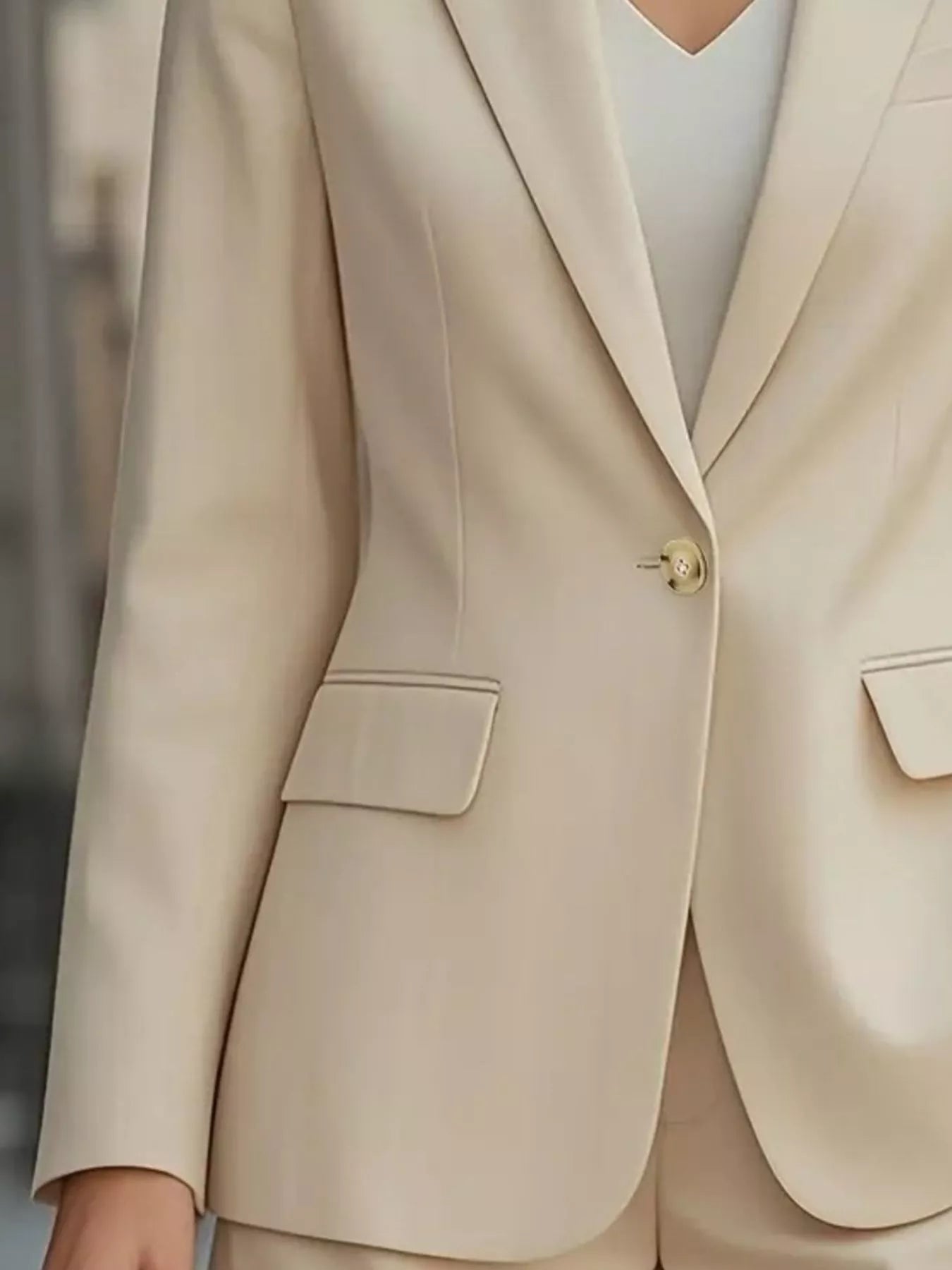 Lapel Collar One Button Blazer 