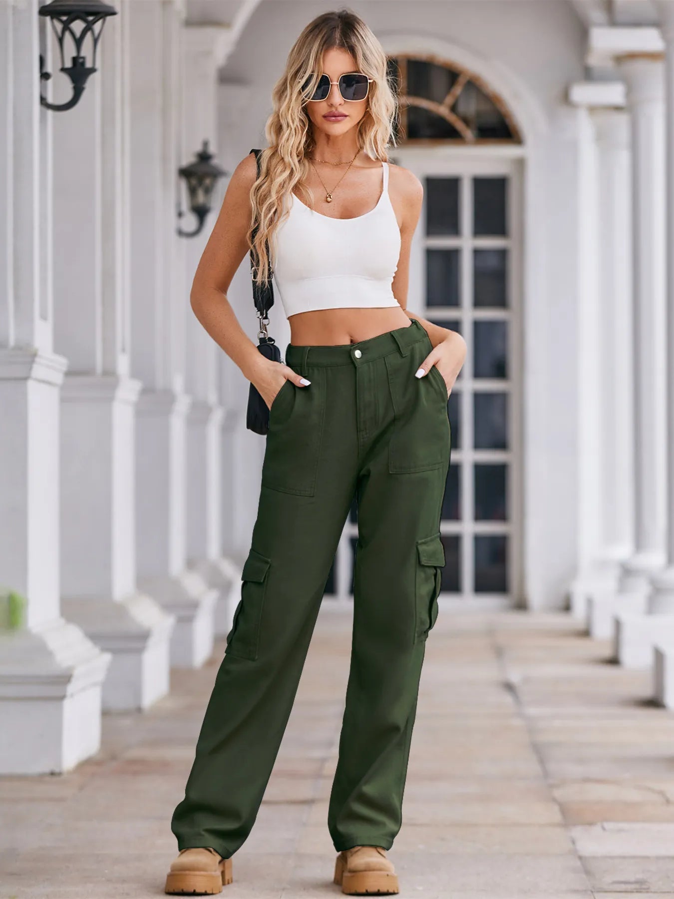 High-Waisted Cargo Jeans 
