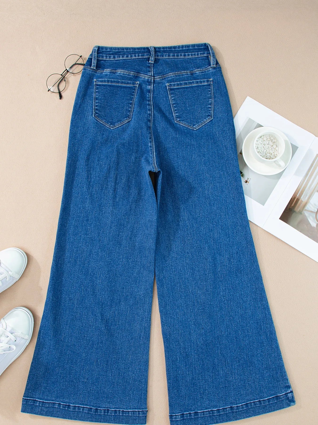 Seam Detail Flared Bottom Ankle Length Jeans 