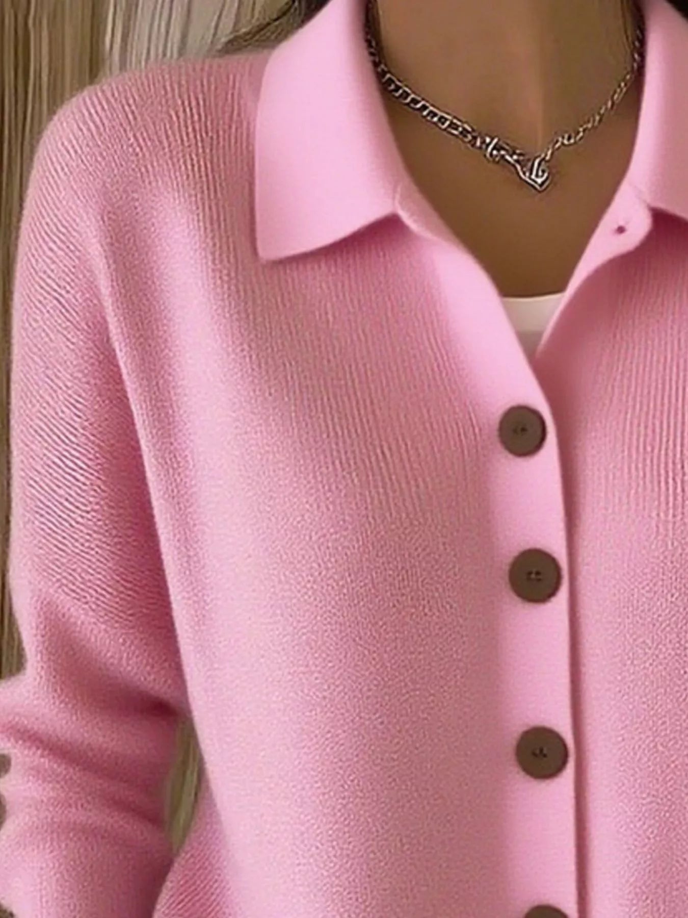 Full Size Button-Down Knit Cardigan Plus Size 