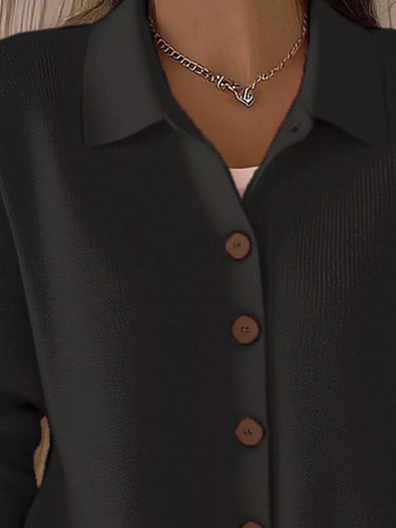 Full Size Button-Down Knit Cardigan Plus Size 
