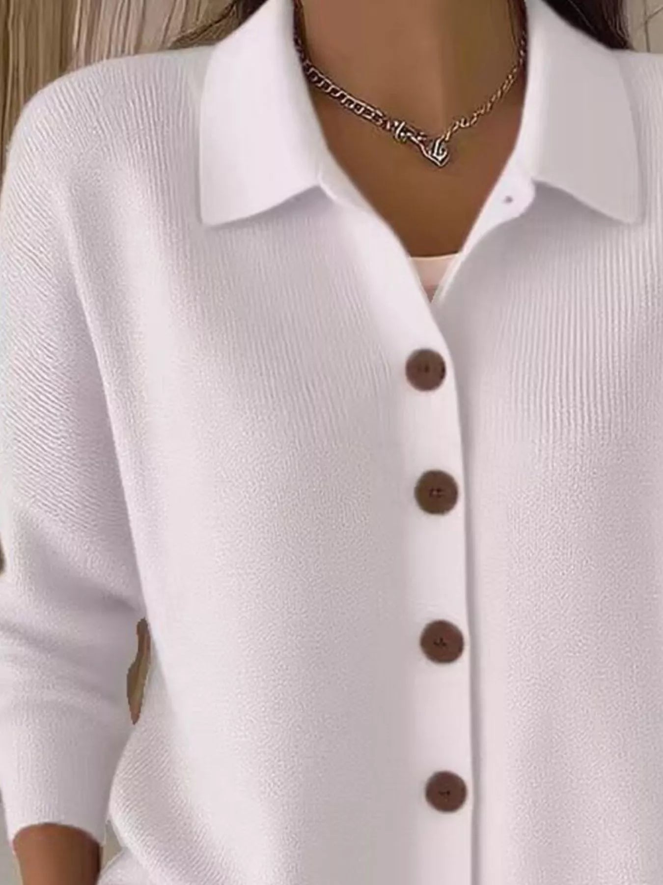 Full Size Button-Down Knit Cardigan Plus Size 