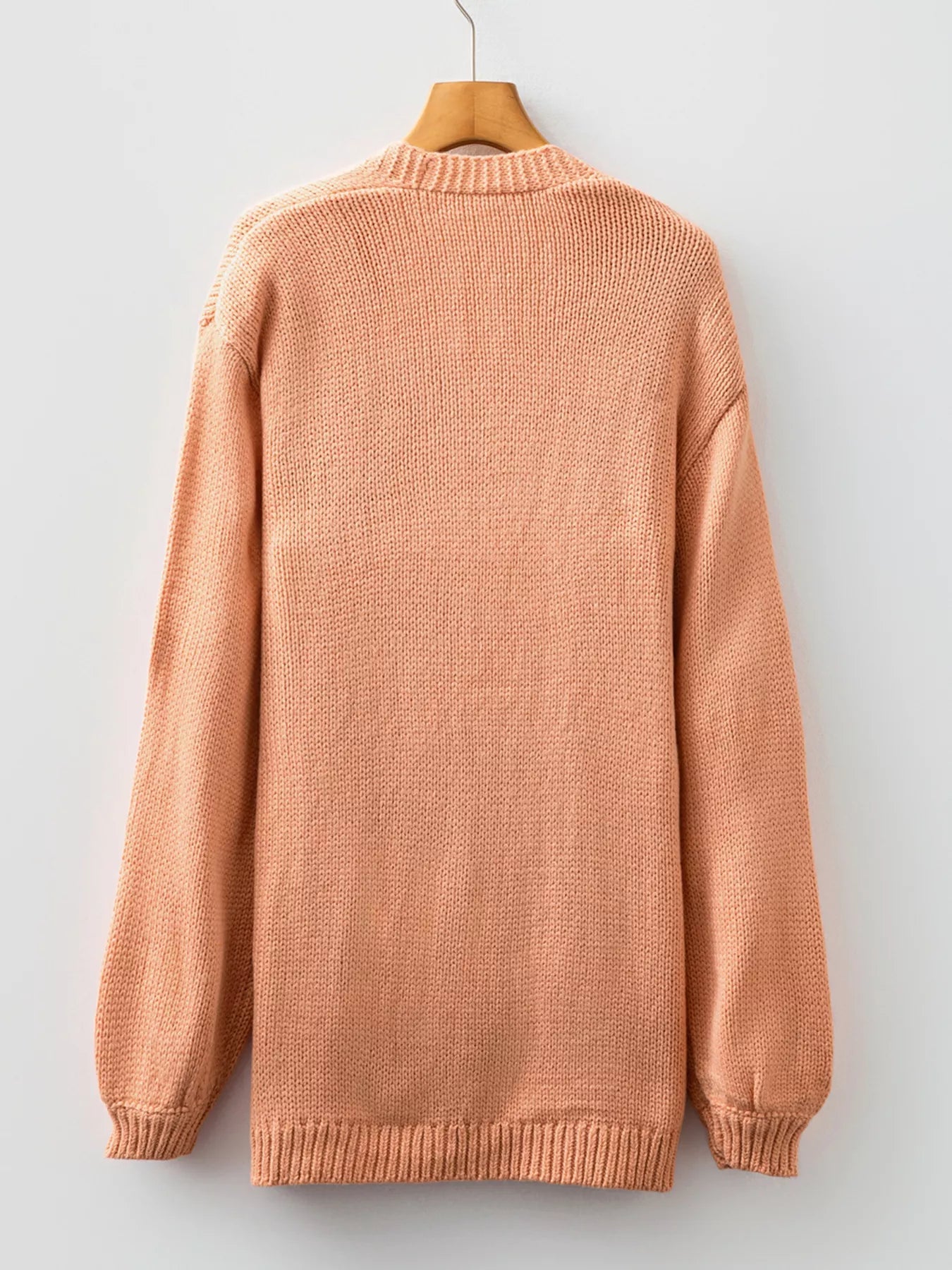 Pumpkin Tree Print Open Front Drop Shoulder Midi Cardigan 