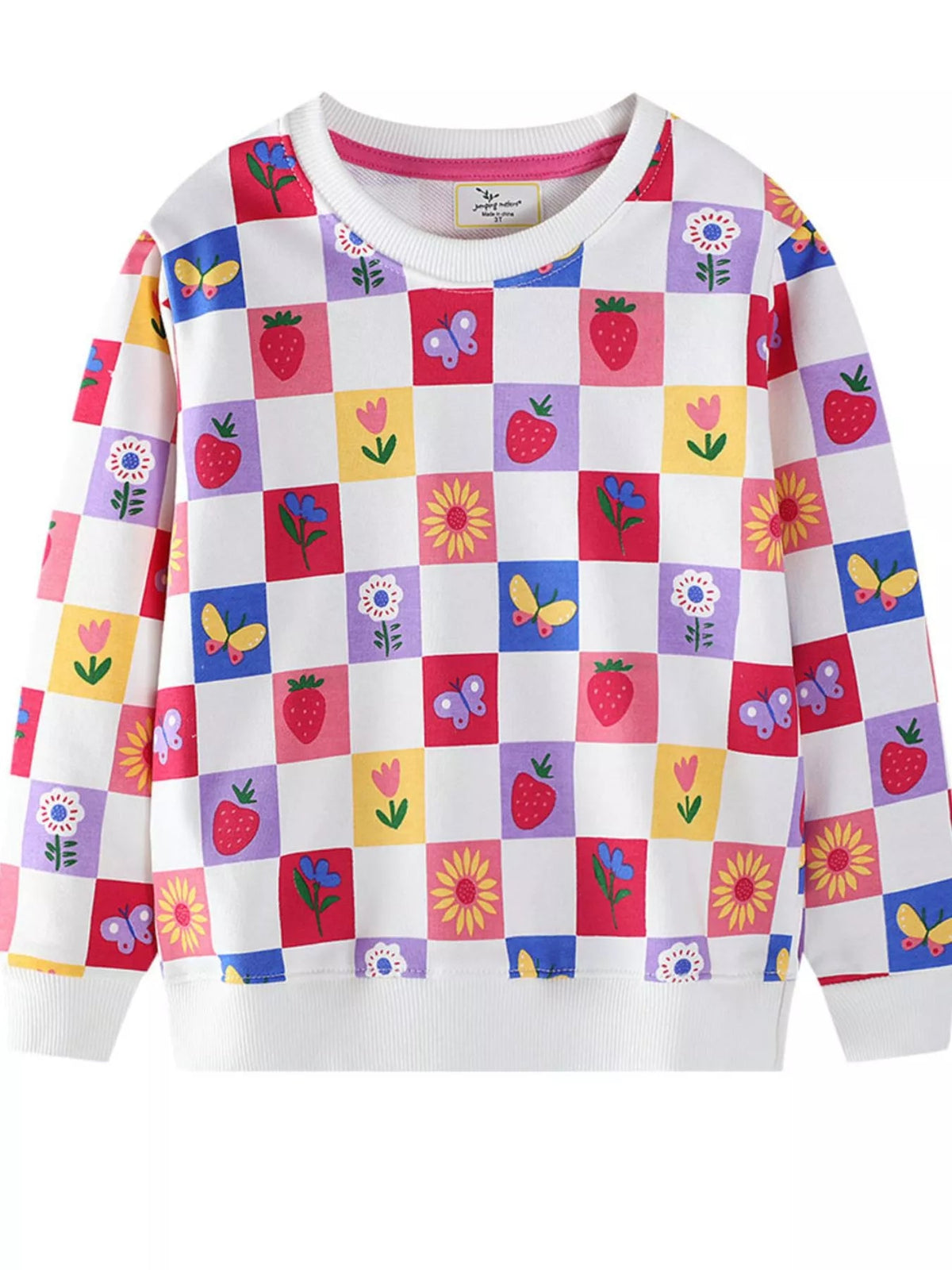 Children's Colorful Checkered Pattern Sweatshirt 