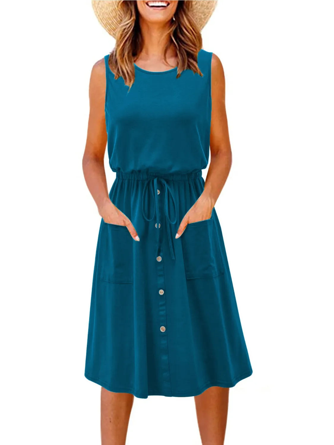 Full Size Round Neck Sleeveless Tank Dress Plus Size 