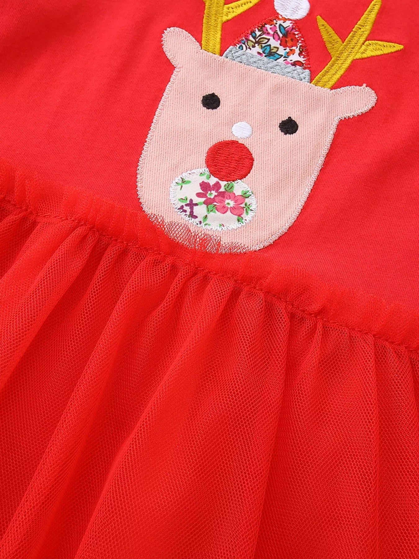 Children's Reindeer Applique Tulle Dress 