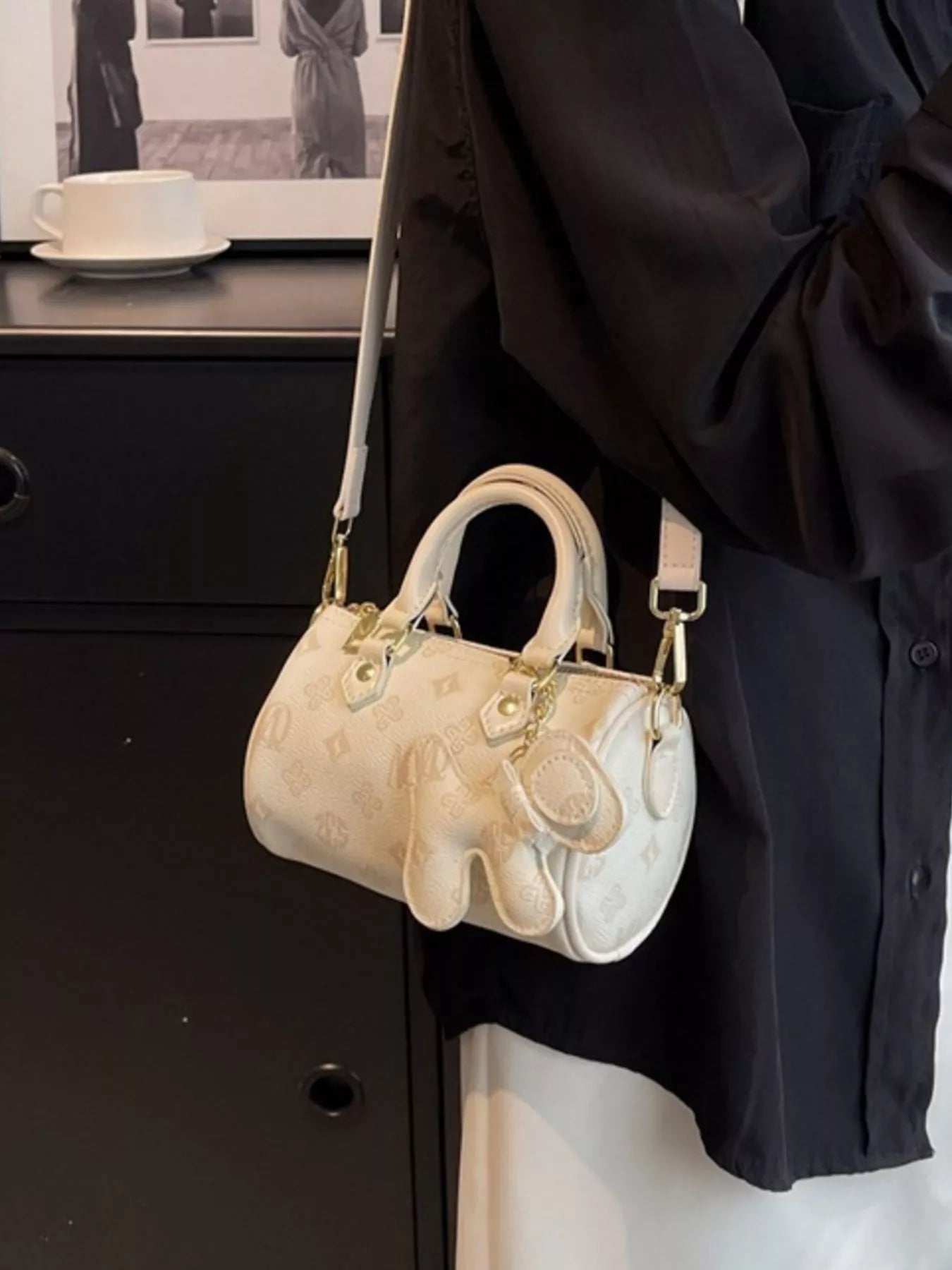 Barrel Crossbody Bag with Charm 