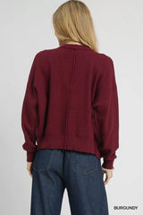 Umgee Chunky Cable Knit V-Neck Button-Up Cardigan 