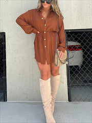 Edena Solid Color Long Sleeve Shirt Suit | Slim Fit Women's Clothing Set 