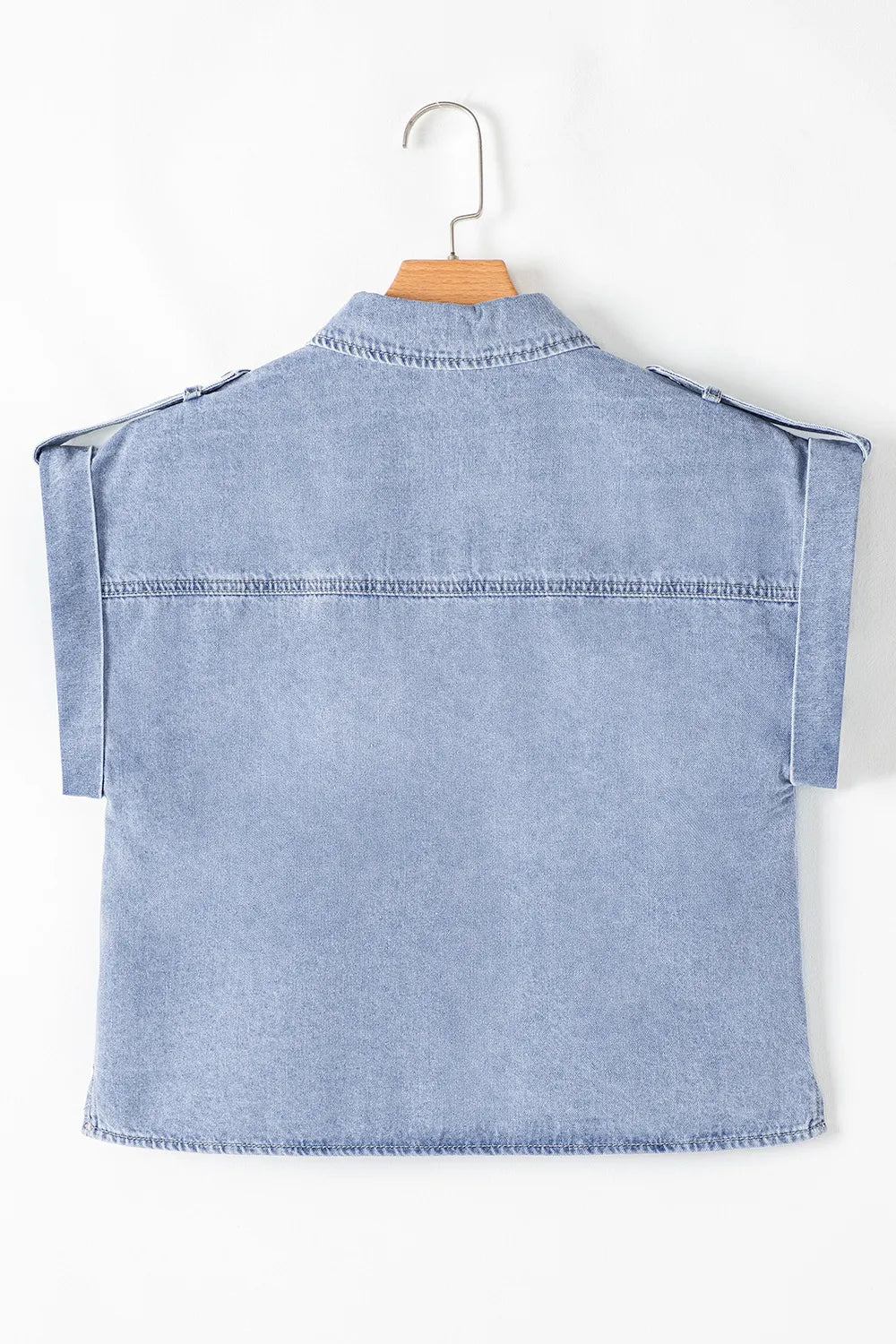 Snap Down Cap Sleeve Denim Top 