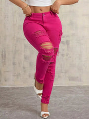 High-Waisted Distressed Skinny Jeans 