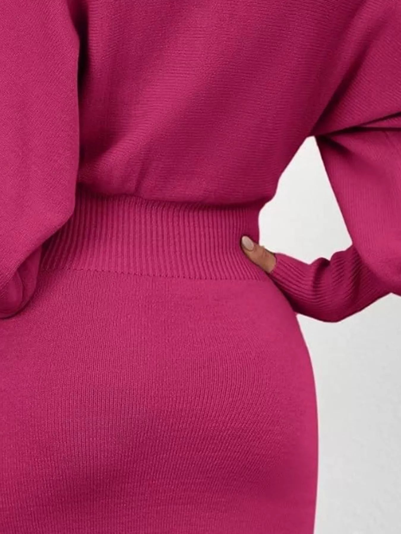 Lantern Sleeve Bodycon Sweater Dress 