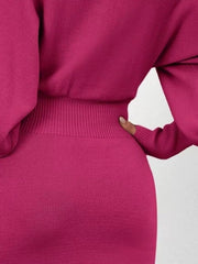 Lantern Sleeve Bodycon Sweater Dress 