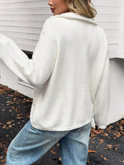 Zip Collar Cable-Knit Sweater 