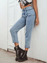 High Waist Straight Leg Jeans 