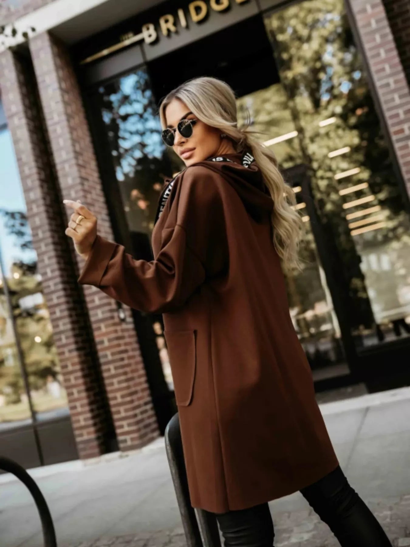 Full Size Casual Hooded Zip-Up Longline Outerwear Plus Size 