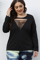Plus Size Cutout Front Long Sleeve T-Shirt 