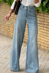 Wide Leg Jeans with Pockets 