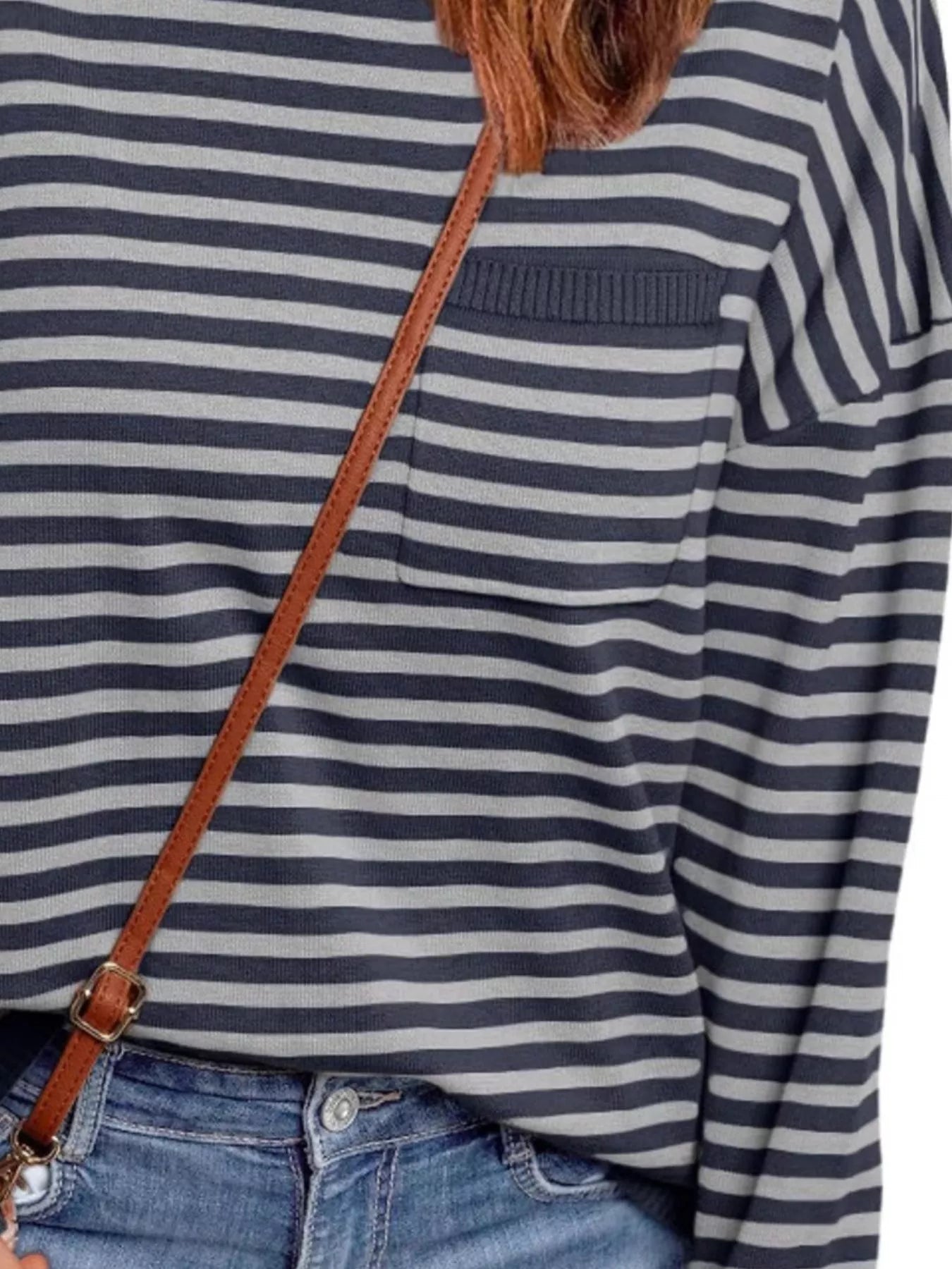 Striped Round Neck Long Sleeve Knit Top 